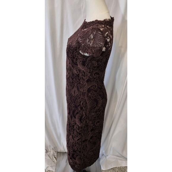 Tadashi Shoji Womens Illusion Yoke Lace *IN BROWN* Cocktail Party Dress US 4 - Picture 4 of 6